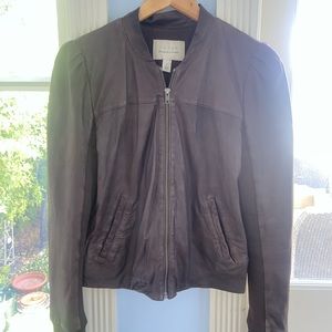 HINGE Shrunken Leather Bomber Jacket. Size Medium